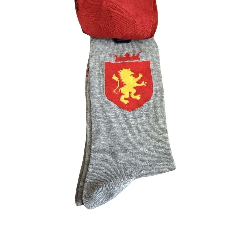 Harry Potter Platform 9 3/4 Socks 2 Pair Hogwarts Gryffindor Red Gray New
